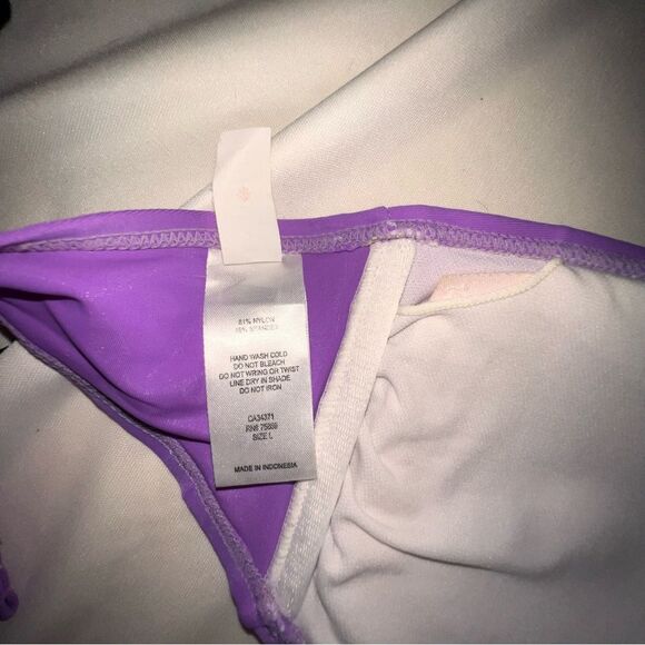 HULA HONEY Purple Ruched Bikini Top & Paisley Tie Bottoms – Size L - Picture 6 of 6